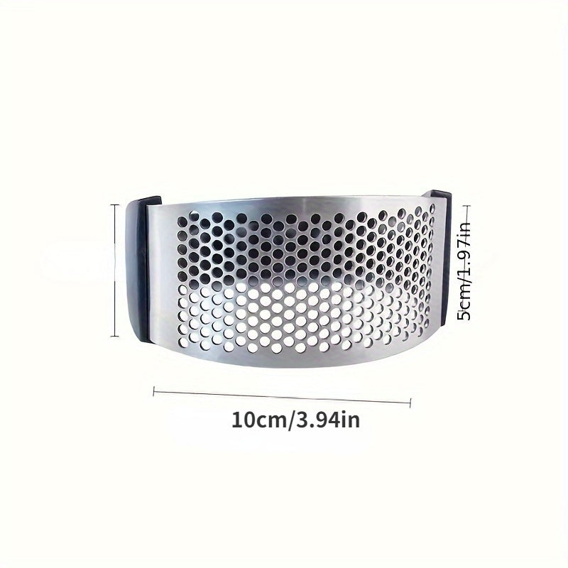 1pc Easy-Clean Stainless Steel Garlic Press Rocker - Effortless Mincing with Black Handle - Ideal for Apartments & College Dorms - No Electricity Needed, Durable Kitchen Gadget