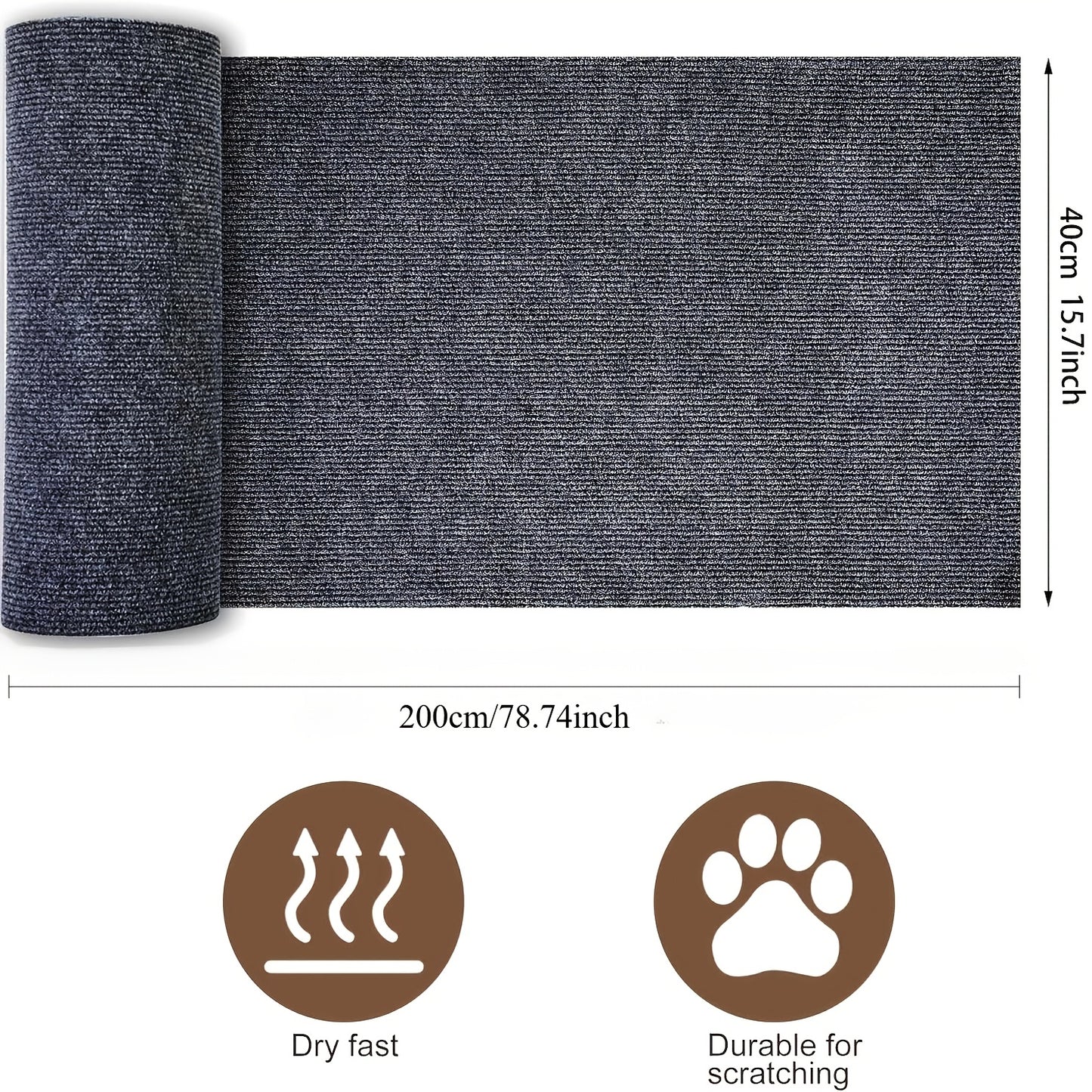 Furniture Protector for Cats That Can Be Trimmed, Featuring a Self-Adhesive Scratching Mat to Safeguard Couches, Doors, And Cat Tree Shelves from Claws (Grey, 78.7 X 15.8).