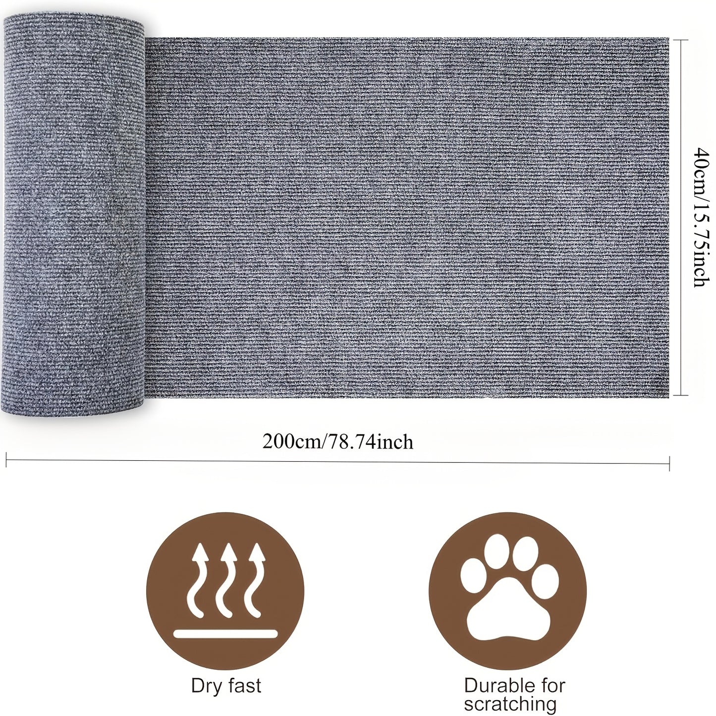 Furniture Protector for Cats That Can Be Trimmed, Featuring a Self-Adhesive Scratching Mat to Safeguard Couches, Doors, And Cat Tree Shelves from Claws (Grey, 78.7 X 15.8).
