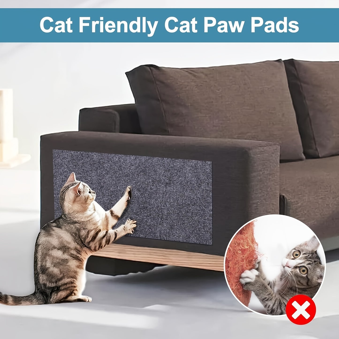 Furniture Protector for Cats That Can Be Trimmed, Featuring a Self-Adhesive Scratching Mat to Safeguard Couches, Doors, And Cat Tree Shelves from Claws (Grey, 78.7 X 15.8).